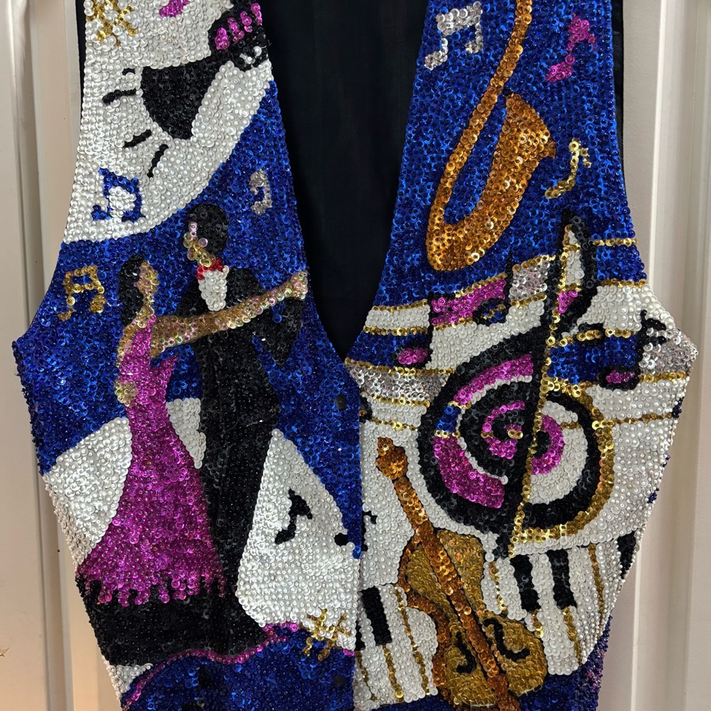 Colorful vintage 90’s Sequin Music-Themed Vest